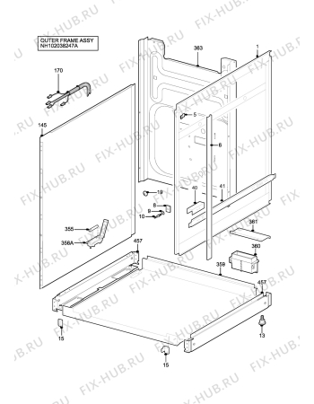 Взрыв-схема плиты (духовки) Parkinson Cowan L55GS1BN - Схема узла H10 Outer Frame